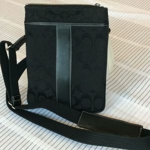 Coach crossbody fabric & leather